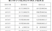 数学科学学院2022年国庆节值班表